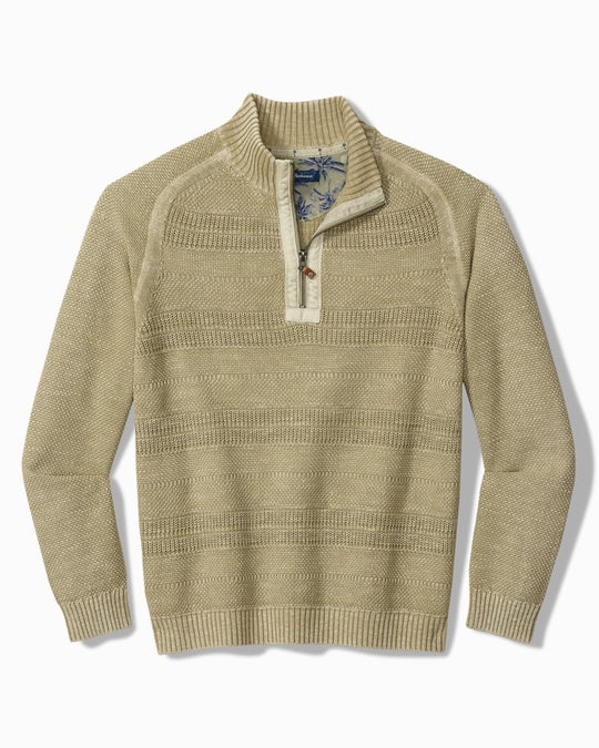 Saltwater Textured Half-Zip - Abbey Stone