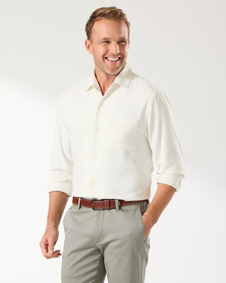 Catalina Twill Long-Sleeve Silk Shirt